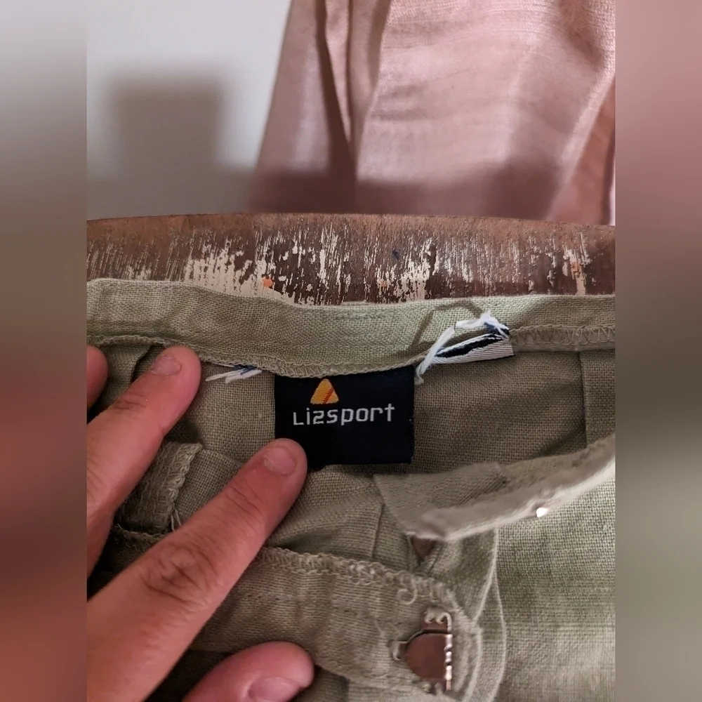 Lizsport‎ Olive green linen skirt size small (Liz Sport).